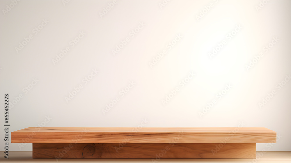 Empty minimal natural wooden table counter podium Empty minimal natural wooden table counter podium
