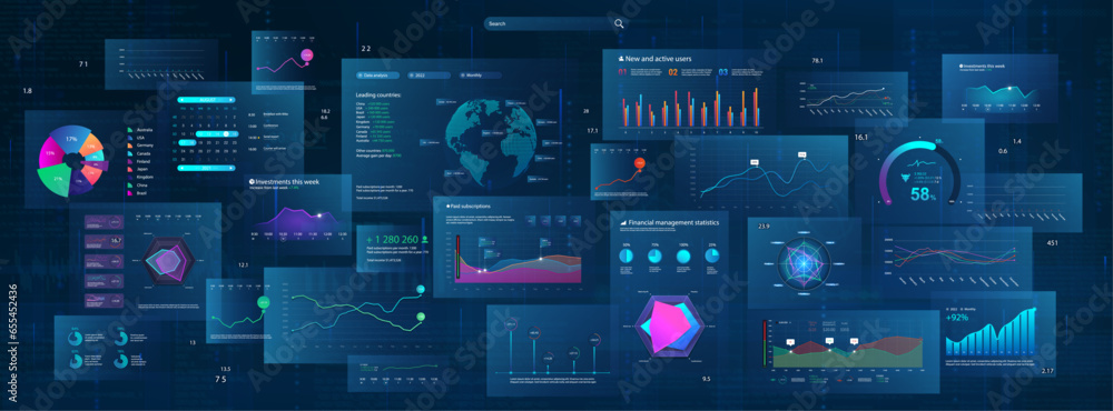 Futuristic cyberspace with UI, HUD interface. Modern Business Background with graphic, chart, infographic, big data and indicators. Business HUD display. Economic background. Diagram Analysis. Vector Futuristic cyberspace with UI, HUD interface. Modern Business Background with graphic, chart, infographic, big data and indicators. Business HUD display. Economic background. Diagram Analysis. Vector