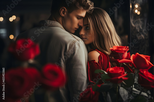 parejas jóvenes San Valentín rosas