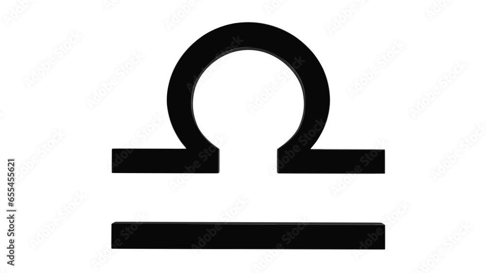 Black zodiac symbol of Libra isolated on transparent and white background. Horoscope concept. 3D render Black zodiac symbol of Libra isolated on transparent and white background. Horoscope concept. 3D render