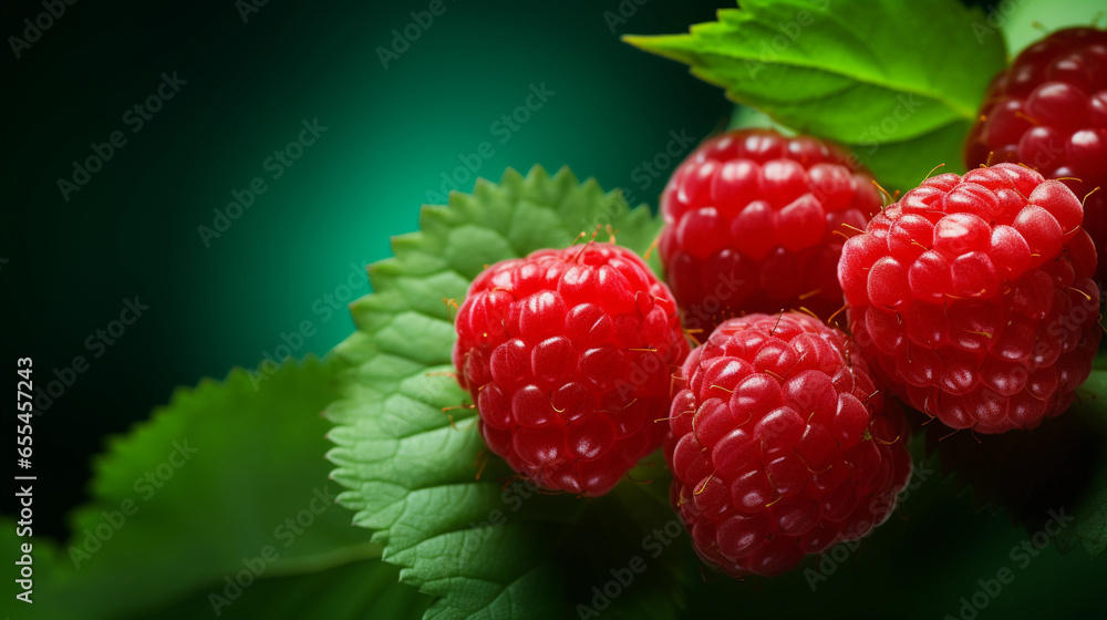 raspberry on a green background raspberry on a green background