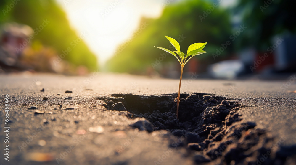 Sprout Breaking Through Asphalt - A Powerful Symbol of Nature's Unyielding Force Sprout Breaking Through Asphalt - A Powerful Symbol of Nature's Unyielding Force