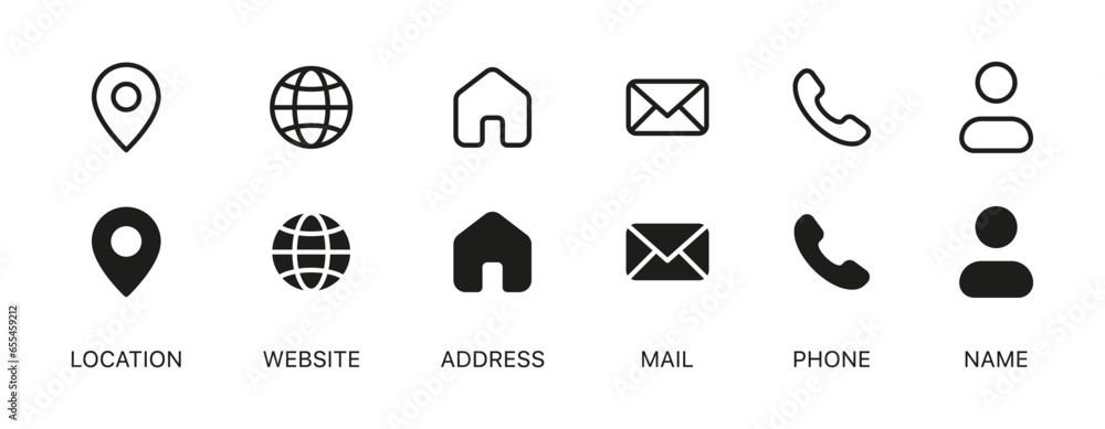 Contact us icon. Web icons set , home, address, location, map, pin, chat, message, mail, envelope, globe, world, call, phone, telephone, profile, user, website, icon, signs. communication contact icon - obrazy, fototapety, plakaty 