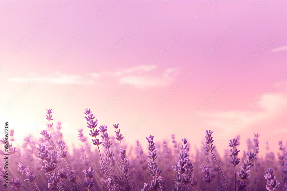 Lavender field at sunset, A field of blooming lavender , calming and aromatic purple gradient. Lavender field at sunset, A field of blooming lavender , calming and aromatic purple gradient.