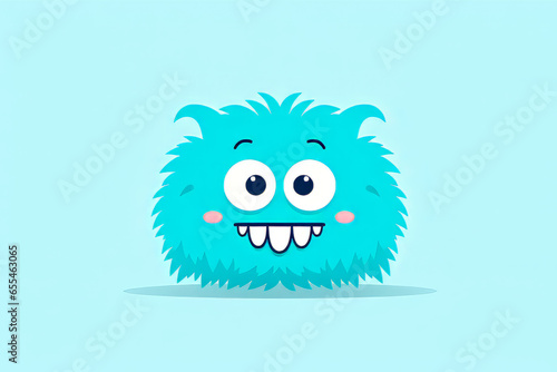Illustration of a cute, cartoon monster in blue fur with overbite teeth photo