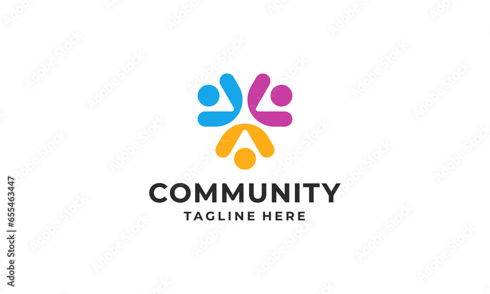 Obraz premium Community people, Social community, Human family logo abstract design vector