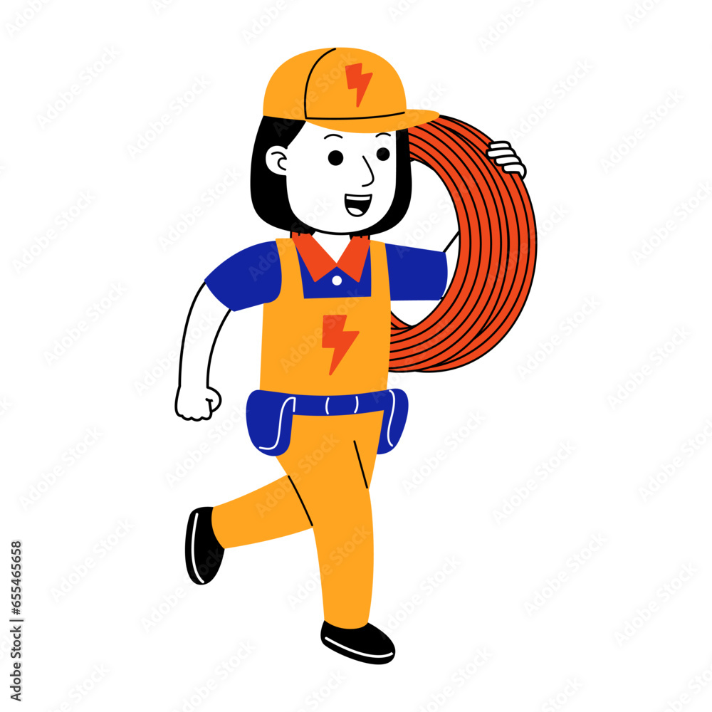 young woman electrician vector illustration young woman electrician vector illustration