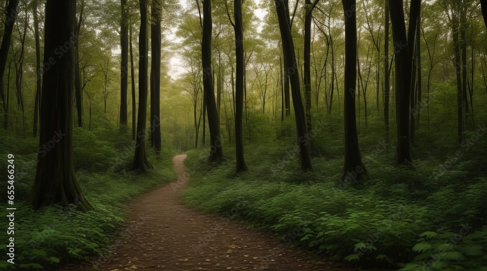 Fototapeta premium Beautiful forest background in twilight colorful