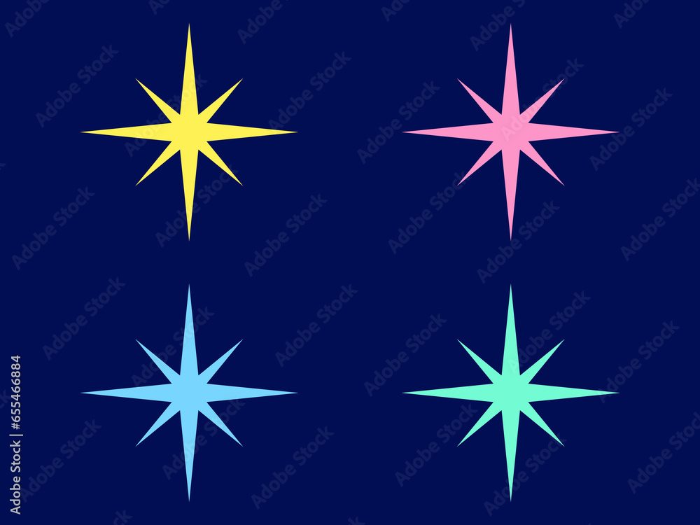 八芒星キラーン光アイコンセット:C 八芒星キラーン光アイコンセット:C