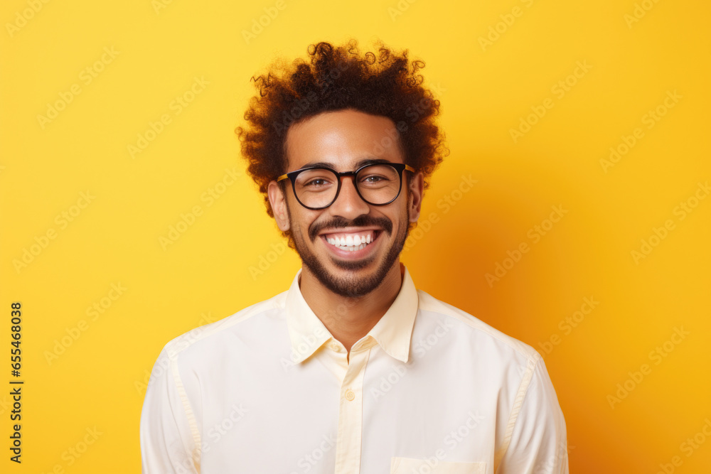 Fototapeta premium Picture of man wearing glasses and white shirt. This versatile image can be used for variety of purposes