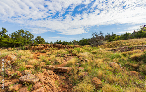 Daytime landscape of the Wichita Mountains National Wildlife Refuge photo