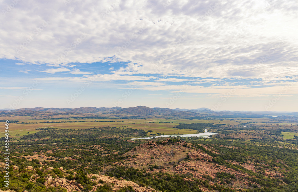 Daytime landscape of the Wichita Mountains National Wildlife Refuge