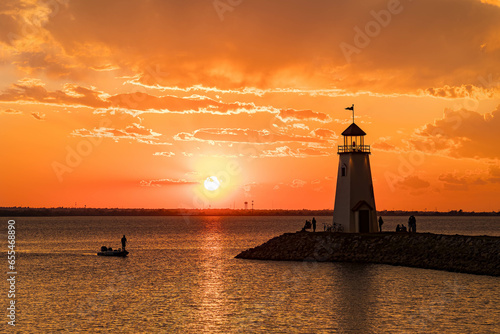 Sunset landscape around Lake Hefner photo