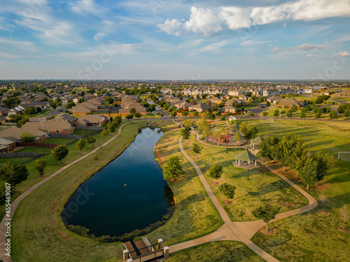 Sunny areial view of a beautiful community photo