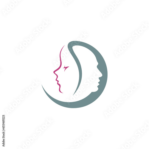 two face man and women logo abstract, silhouette
