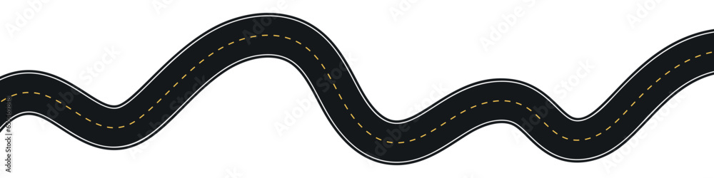 Winding highway road from top view. Flat vector illustration isolated ...