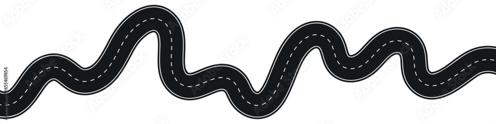 Winding highway road from top view. Flat vector illustration isolated ...