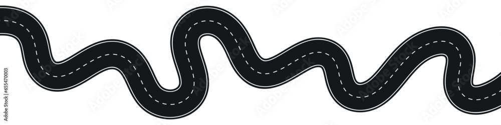 Winding highway road from top view. Flat vector illustration isolated ...