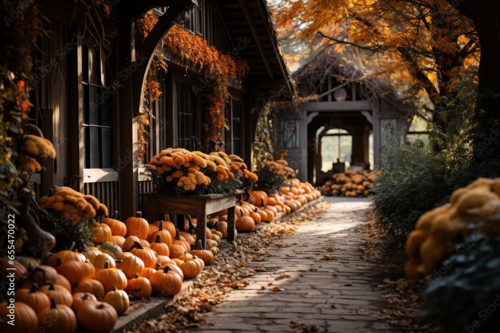 Autumn Landscape Scenery with Pumpkins: Fall Leaves, Pumpkin Patches, Cozy Rustic Decor, Halloween and Thanksgiving Delights, Pumpkin Spice, Farm Fresh Gourds - Your Seasonal Nature Cozy Inspiration!