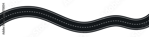 Winding highway road from top view. Flat vector illustration isolated on white background.