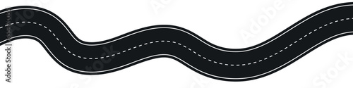 Winding highway road from top view. Flat vector illustration isolated on white background.