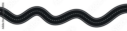 Winding highway road from top view. Flat vector illustration isolated on white background.