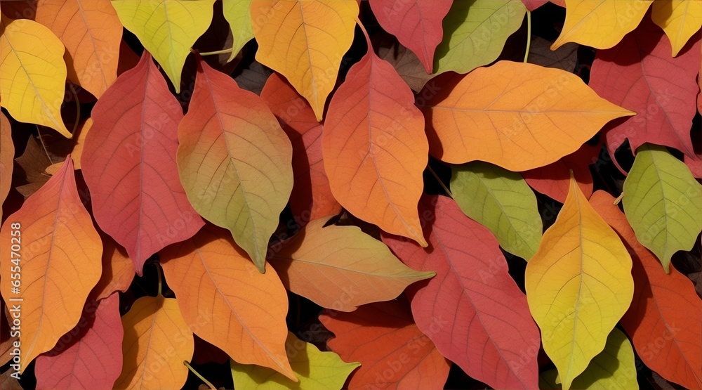 close up of autumn leaves. Multicolored fall leaves. Colorful autumn leaves. Macro leaf texture

