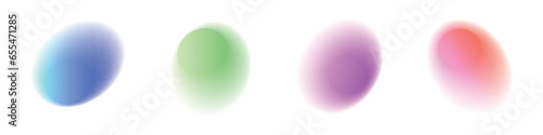 Circular shape with a holographic gradient, light noise and blur effects. Flat vector illustration isolated on white background.