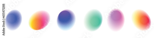 Circular shape with a holographic gradient, light noise and blur effects. Flat vector illustration isolated on white background.