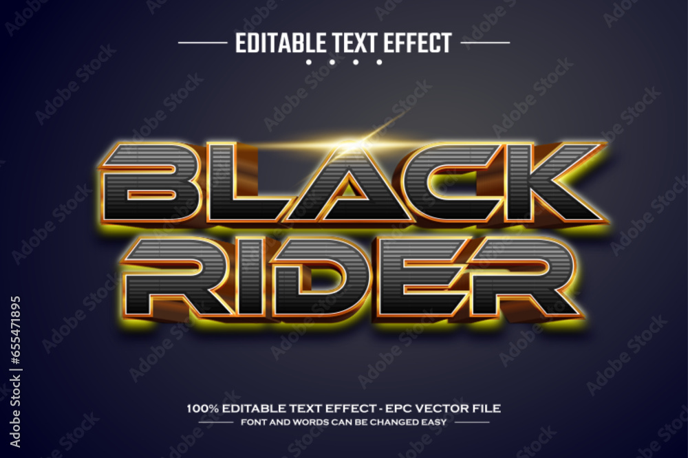 Black rider 3D editable text effect template