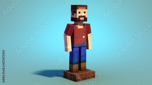 Portrait of a fictional pixel character. illustration of a man in a play space. games. photo