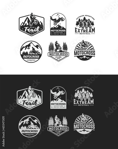 Set Of Adventure Motocross Logo Silhouette Design Illustration