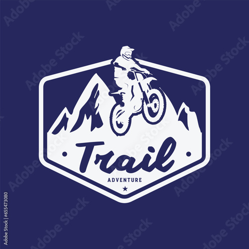 Motocross Rider Jumping Logo Design On Motorcycle Isolated Vector Silhouette 