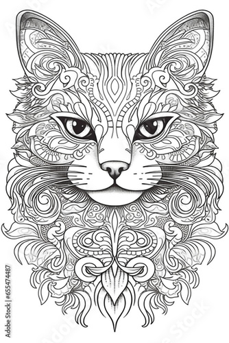 coloring_page_for_adults_mandala_style_cat_Chartreux © sinantuncer
