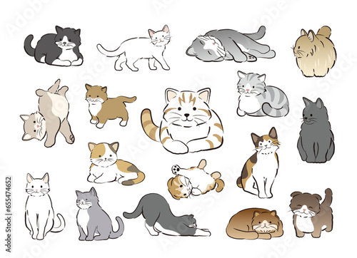 Fototapeta Naklejka Na Ścianę i Meble -  Set of vector cute cartoonish cats isolated