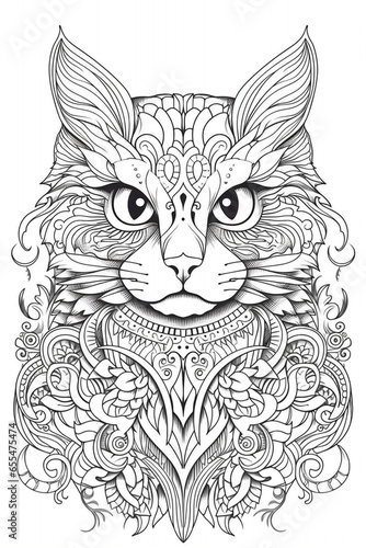 coloring_page_for_adults_mandala_style_cat_Scottish_Fold © sinantuncer