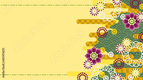 秋イメージの和風背景、16:9サイズ