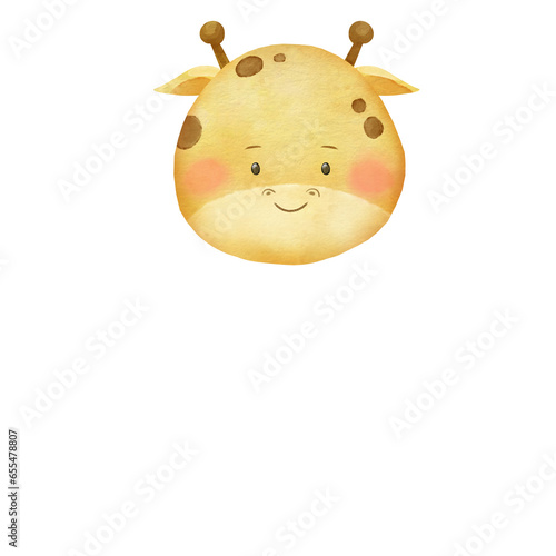 Canvas Print Cute giraffe watercolor hand drawn safari