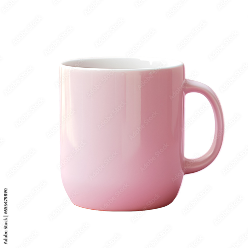 Adorable Coffee Mug in Soft Pink Hue Isolated on Transparent or White Background, PNG Adorable Coffee Mug in Soft Pink Hue Isolated on Transparent or White Background, PNG
