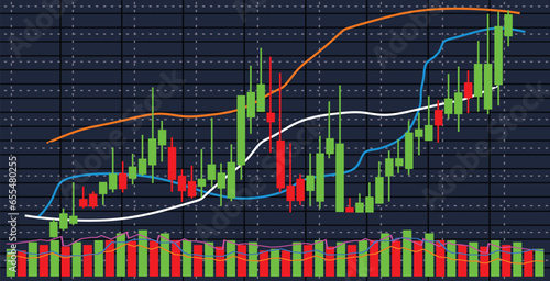 up and down chart graphic screen display on economic stock trading business