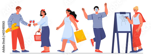 Set of French people vector concept
