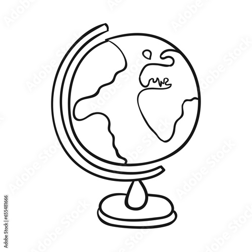 Vector a globe on a stand. school item. doodle. globus. hand-drawn black and white vector illustration