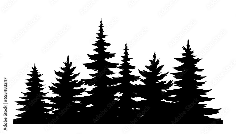 Pine tree silhouette vector concept