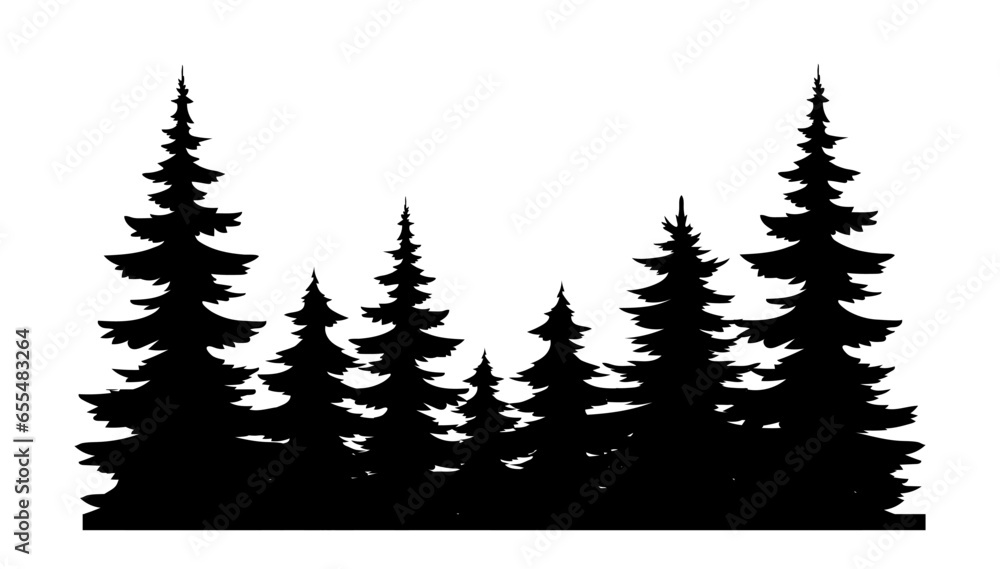 Fototapeta premium Pine tree silhouette vector concept