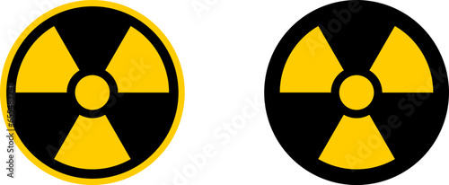 Nuclear Hazard Ionizing Radiation Danger Trefoil Warning Symbol Black and Yellow Icon Set. Vector Image.