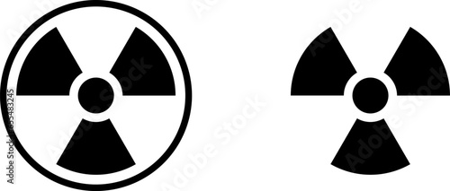 Nuclear Hazard Ionizing Radiation Danger X Rays Trefoil Warning Symbol Black Icon Set. Vector Image.