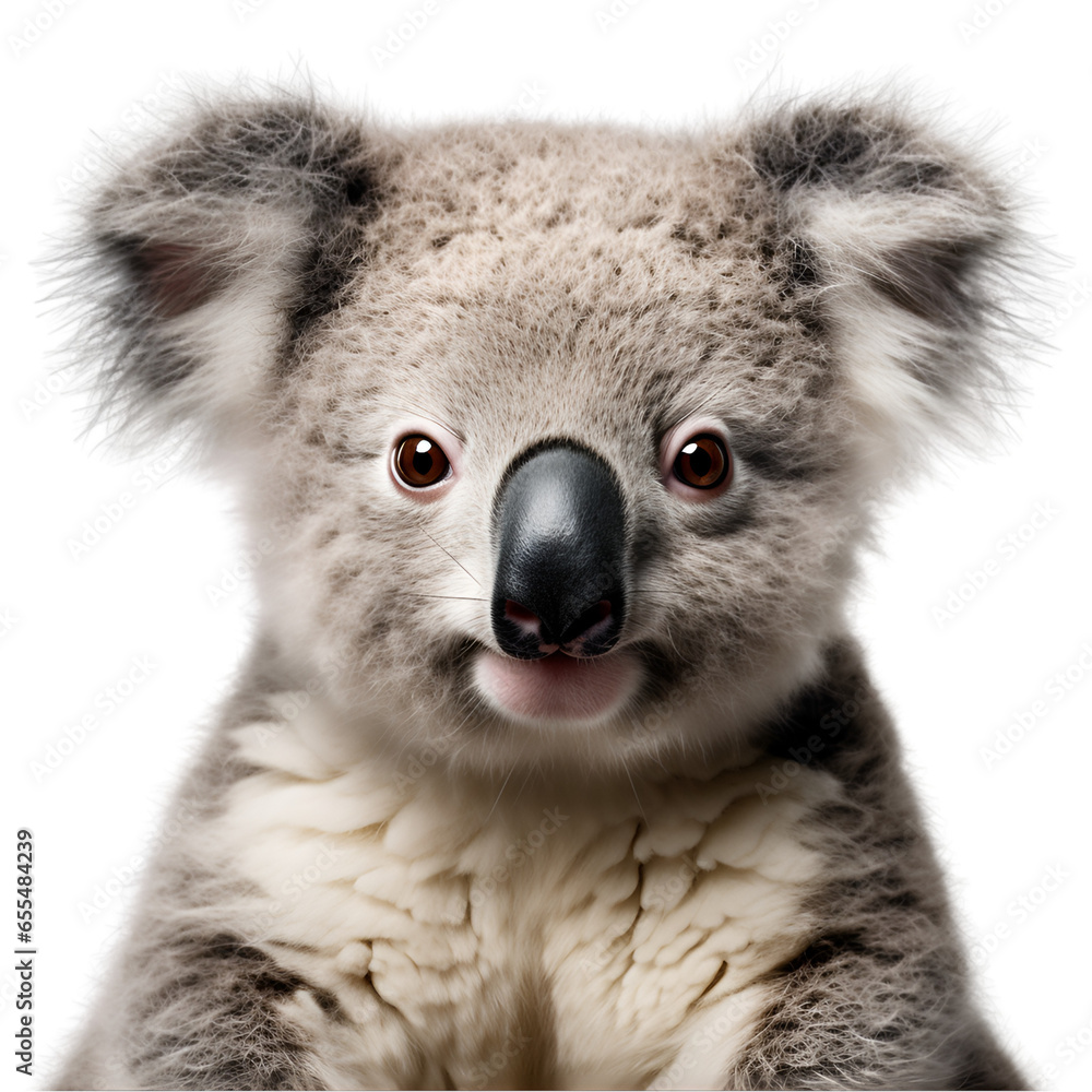 Obraz premium Koala Close-Up Isolated on Transparent or White Background, PNG