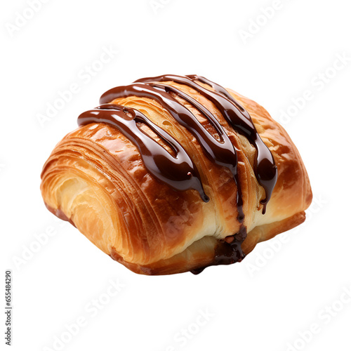 Pain au Chocolat with Chocolate Isolated on Transparent or White Background, PNG photo