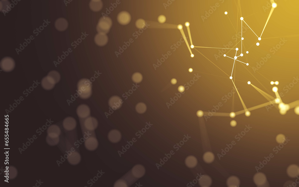 Fototapeta premium Abstract background. Molecules technology with polygonal shapes, connecting dots and lines. Connection structure. Big data visualization.