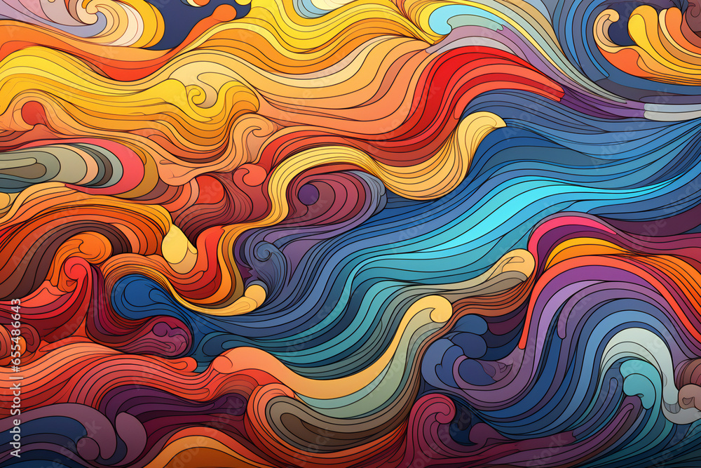 Beautiful background of colorful waves, Generative AI